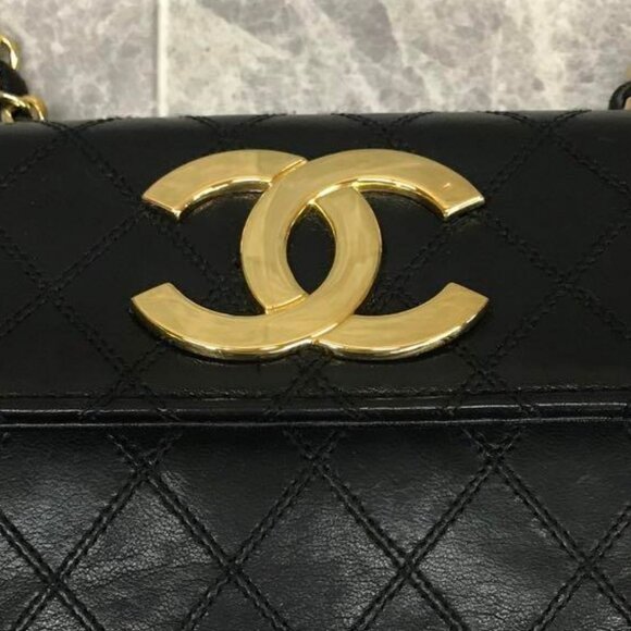 Authentic CHANEL CC Vintage Single Flap Bag Large Coco Quilted Chain Shoulder - Picture 6 of 16